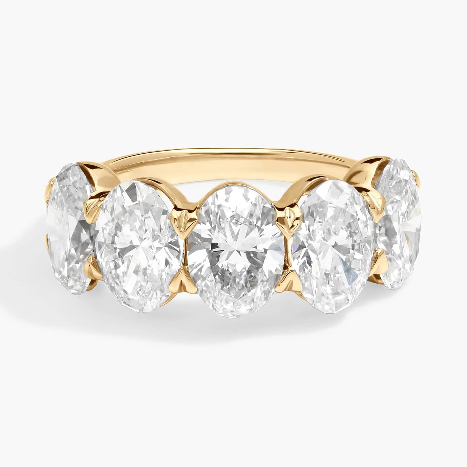 5 Stone Anniversary Ring with 5 CTW Oval Cut Lab-Grown Diamonds in 14K Yellow Gold