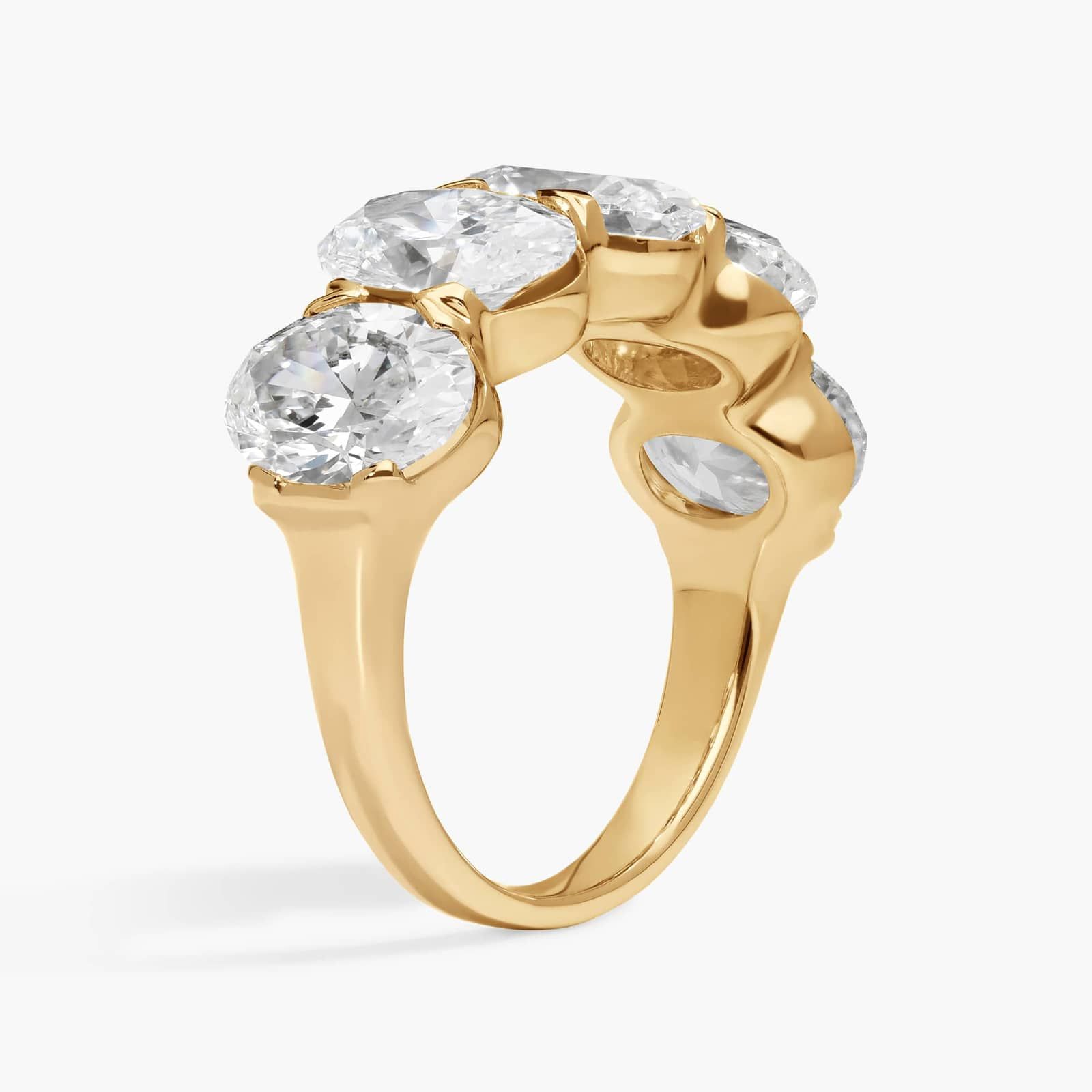 5 Stone Anniversary Ring with 5 CTW Oval Cut Lab-Grown Diamonds in 14K Yellow Gold