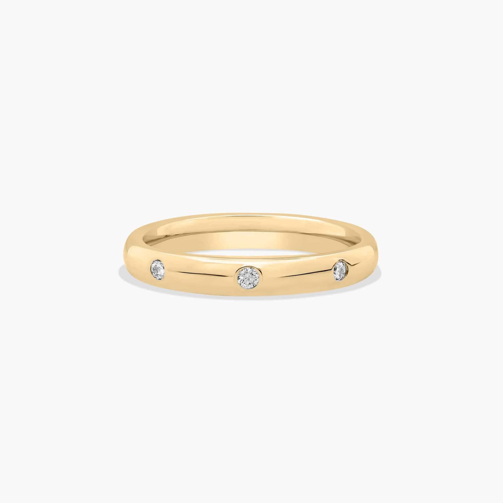 Bezel Set Diamond Wedding Ring In 18K Yellow Gold (3.00mm)