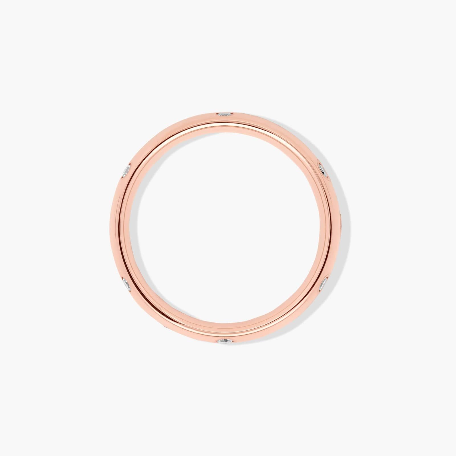 Bezel Set Zig Zag Diamond Wedding Ring In 14K Rose Gold (4.00mm)