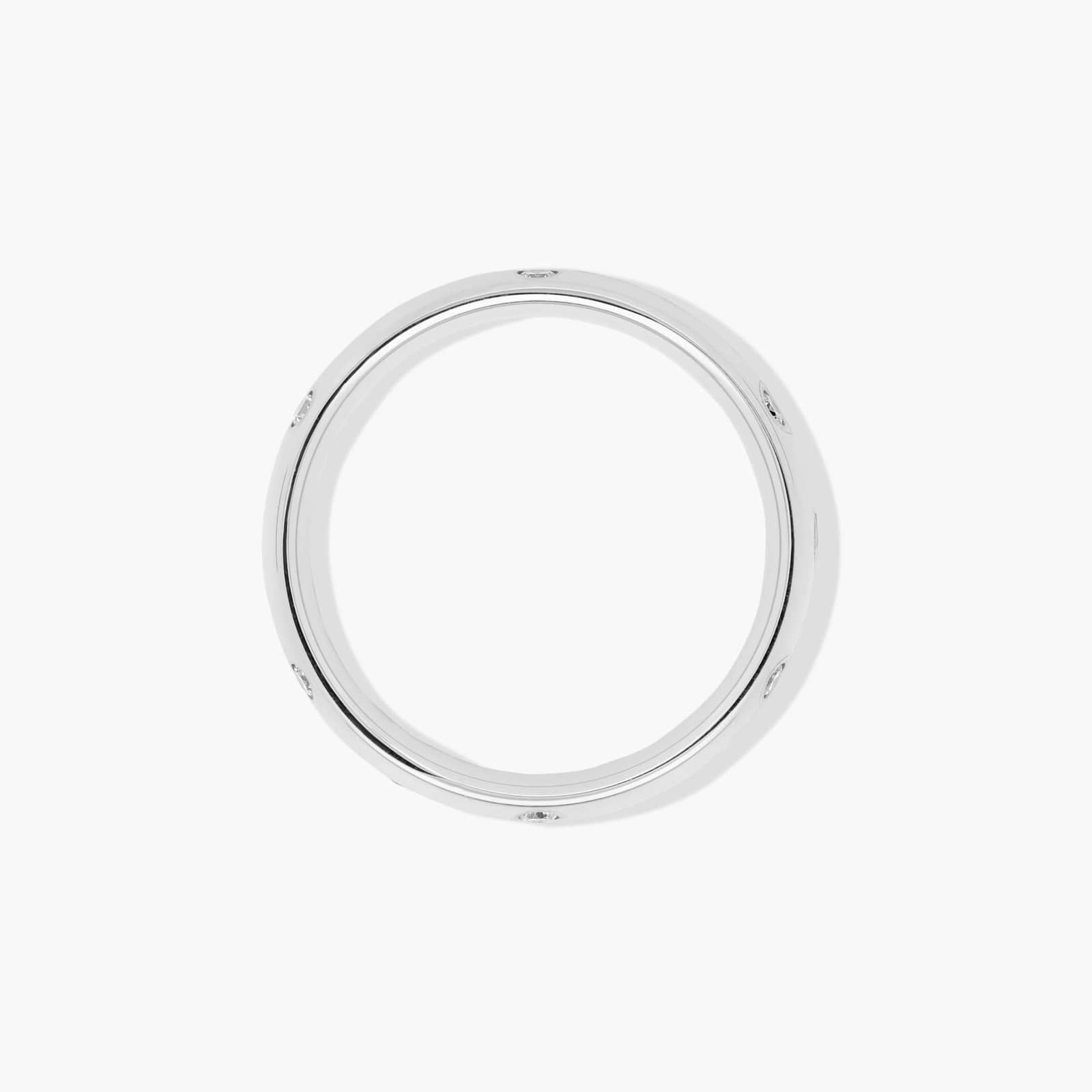 Bezel Set Zig-Zag Diamond Wedding Ring In 14K White Gold (4.00mm)