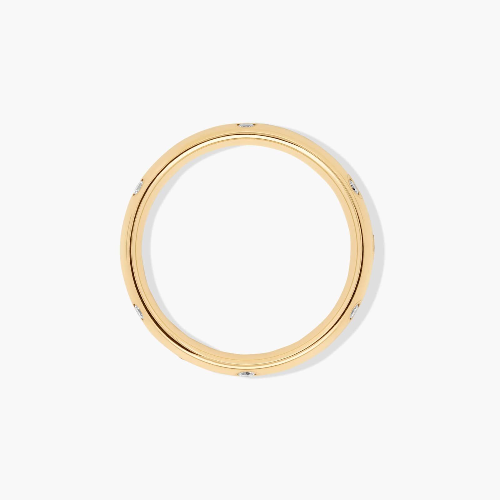 Bezel Set Zig-Zag Diamond Wedding Ring In 18K Yellow Gold (4.00mm)