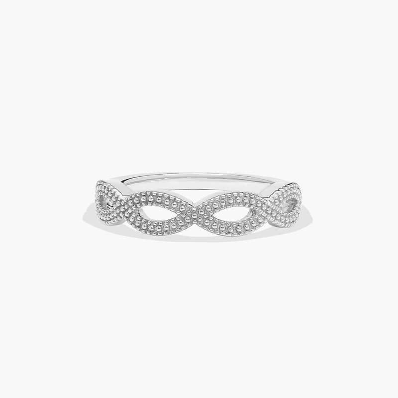 Vintage Infinity Wedding Ring In 14K White Gold (1.80mm)