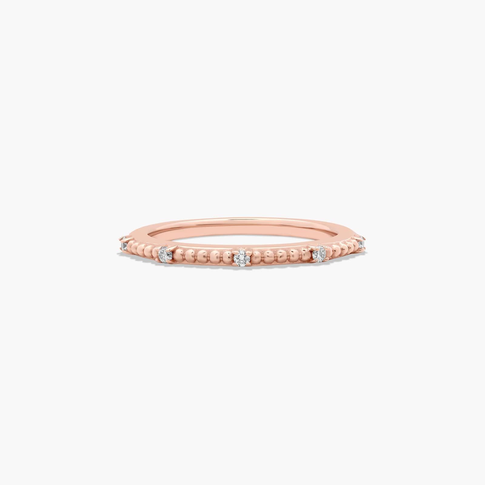 Beaded Diamond Wedding Ring In 14K Rose Gold (2.00mm)