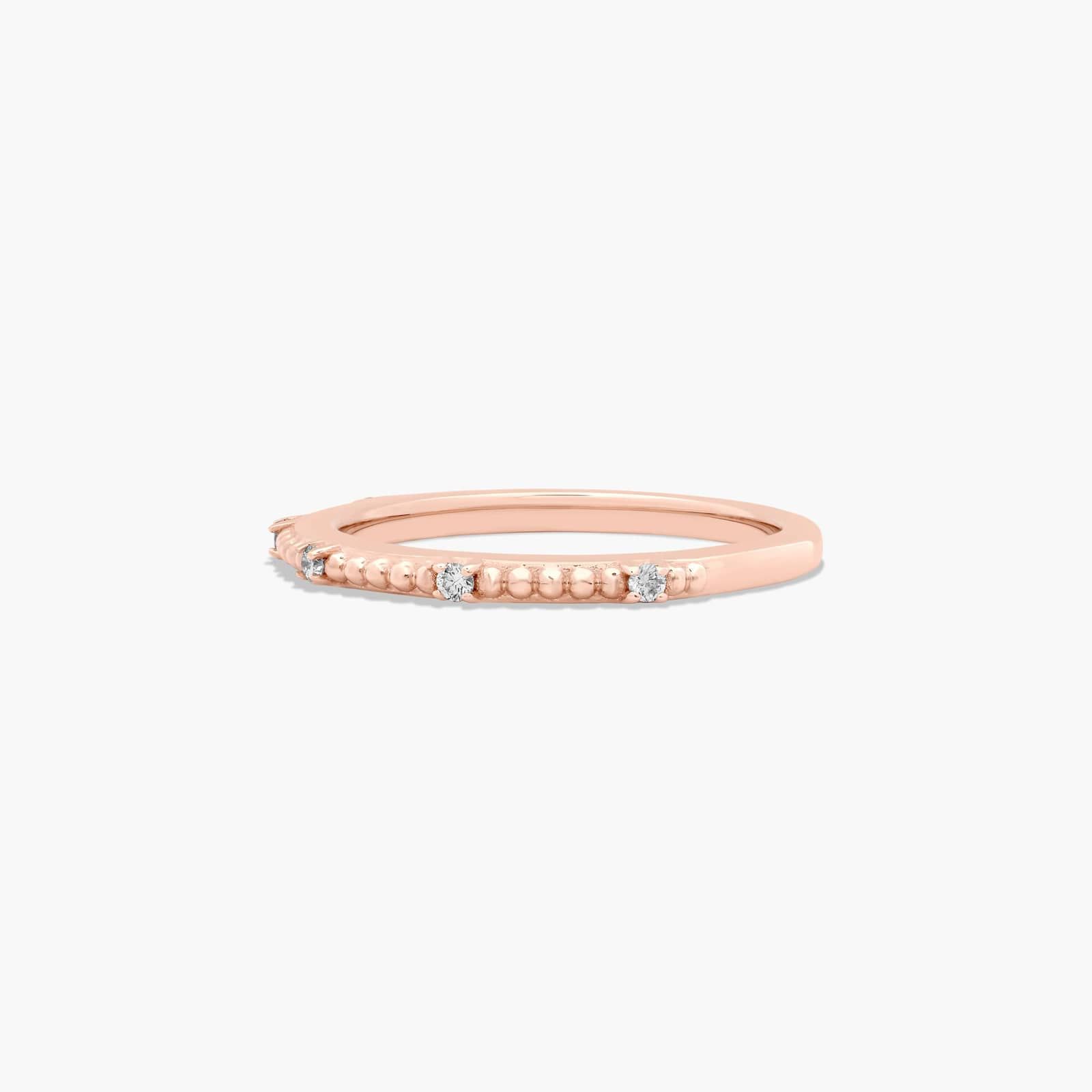 Beaded Diamond Wedding Ring In 14K Rose Gold (2.00mm)