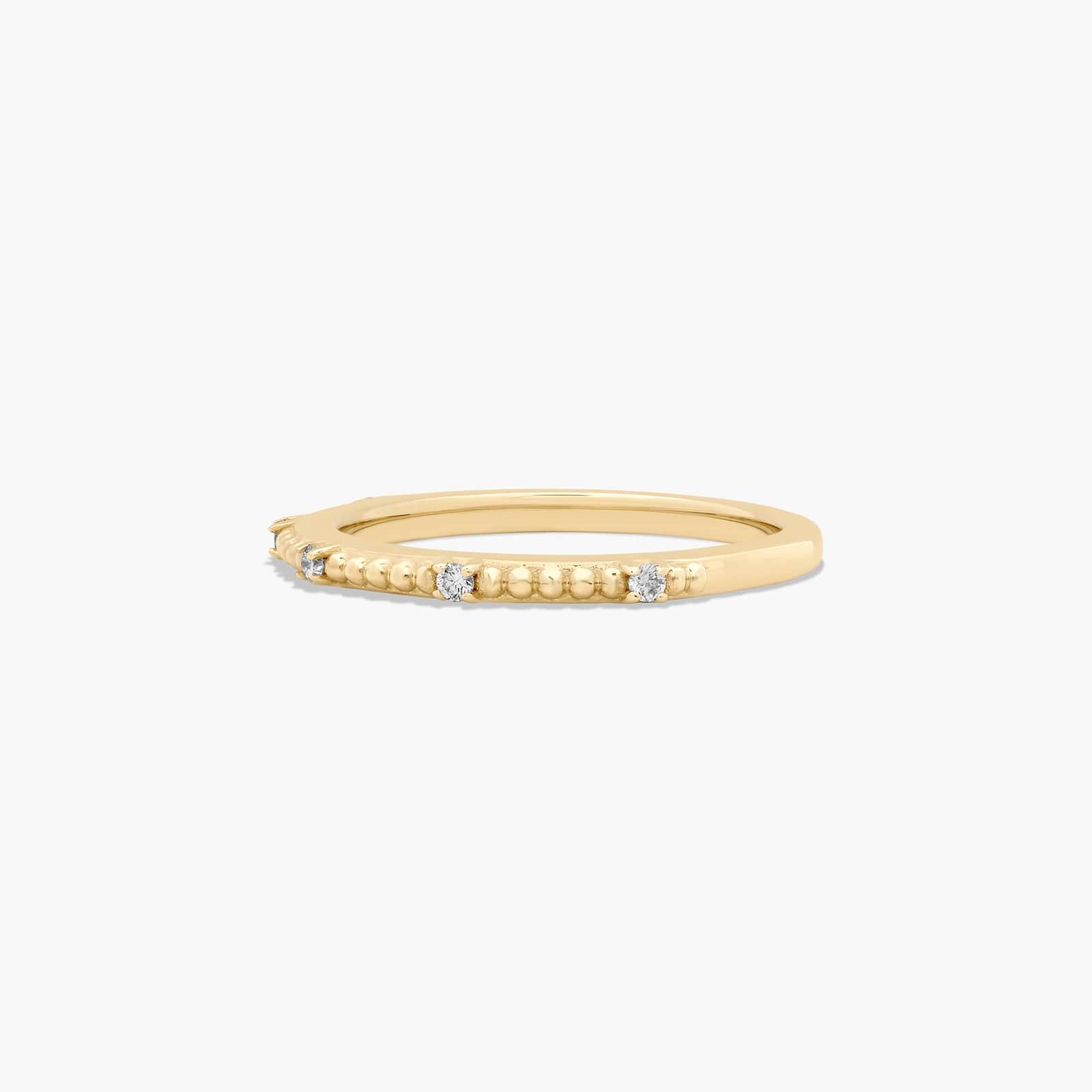 Beaded Diamond Wedding Ring In 14K Yellow Gold (2.00mm)
