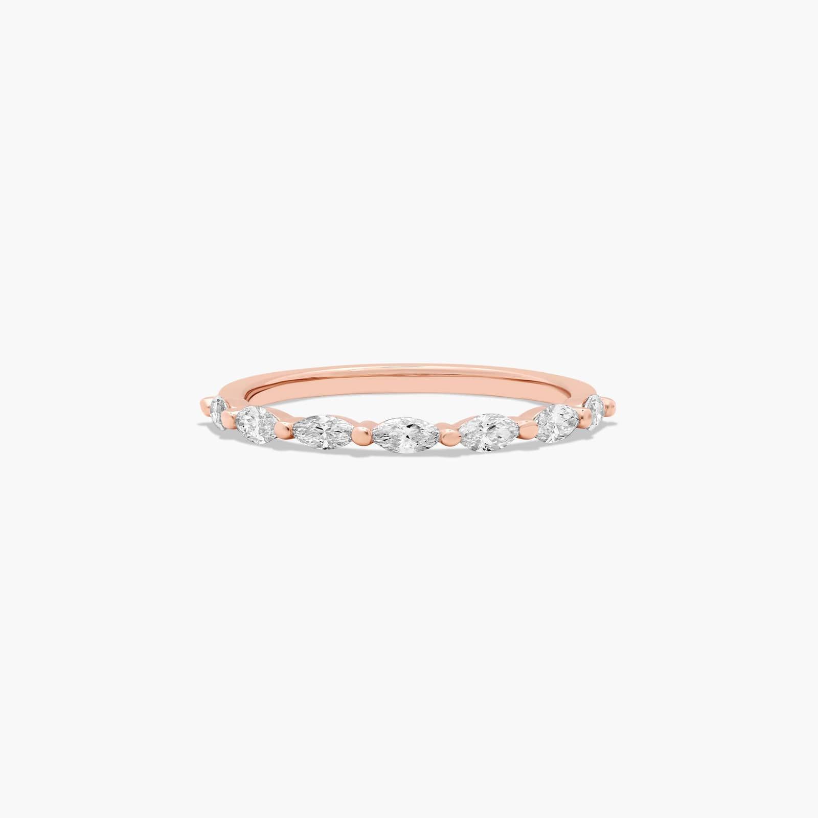 East West Wedding Ring With Marquise Cut Diamonds In 14K Rose Gold (2.00mm)