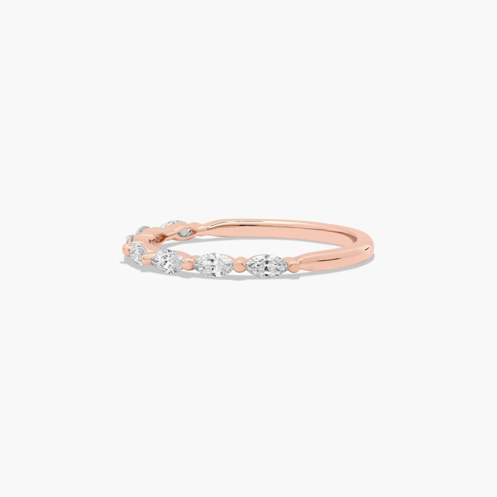 East West Wedding Ring With Marquise Cut Diamonds In 14K Rose Gold (2.00mm)