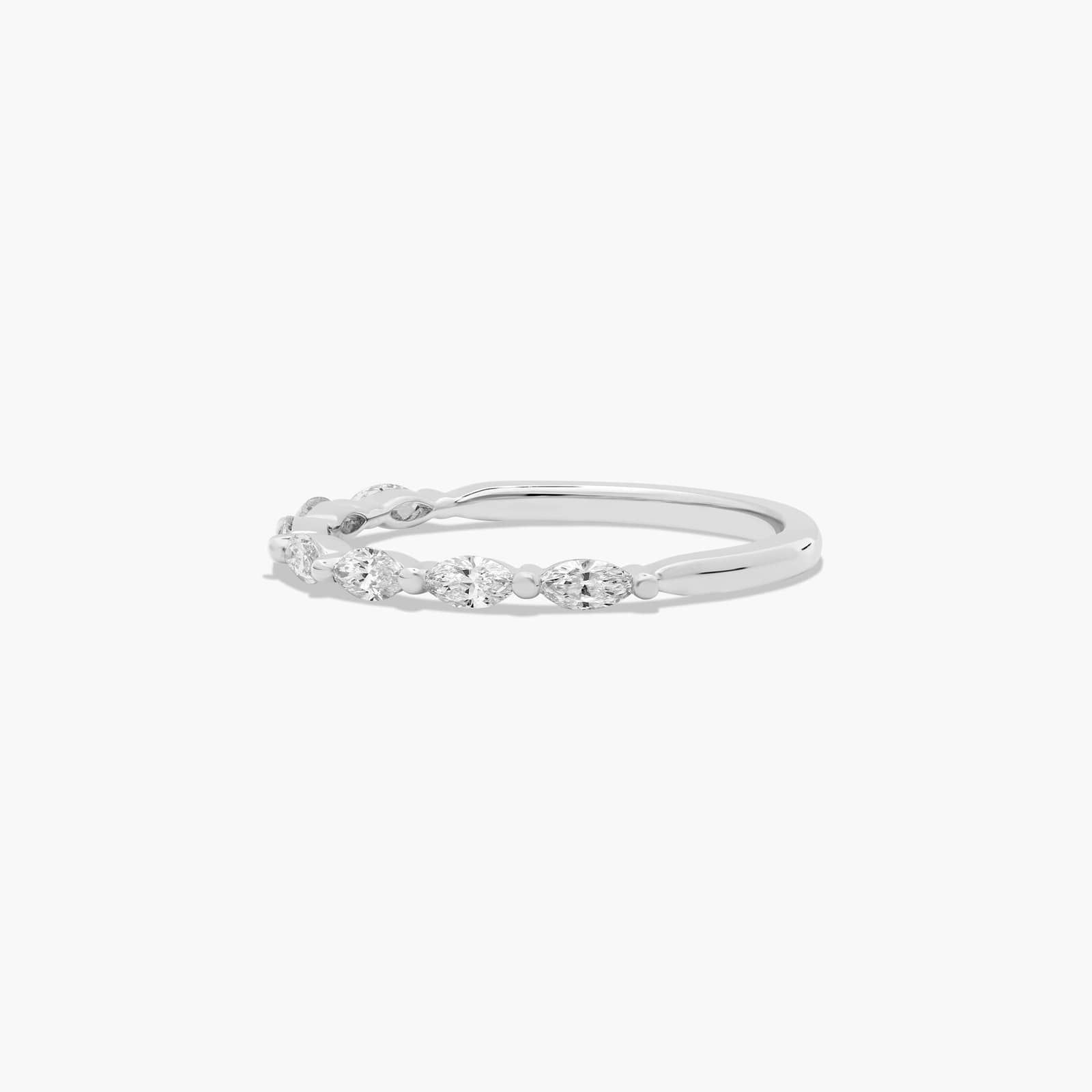 East West Wedding Ring With Marquise Cut Diamonds In 14K White Gold (2.00mm)