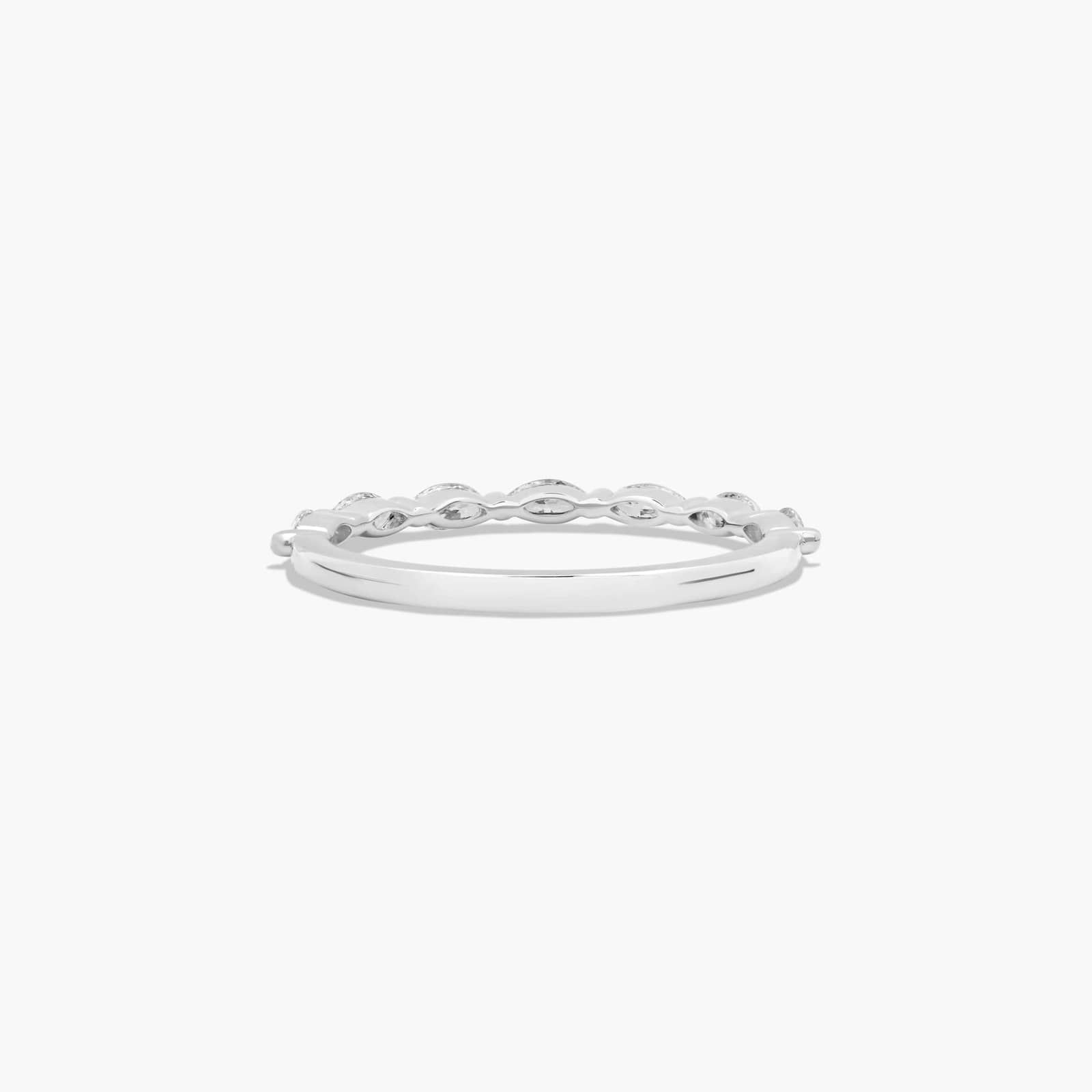 East West Wedding Ring With Marquise Cut Diamonds In 14K White Gold (2.00mm)