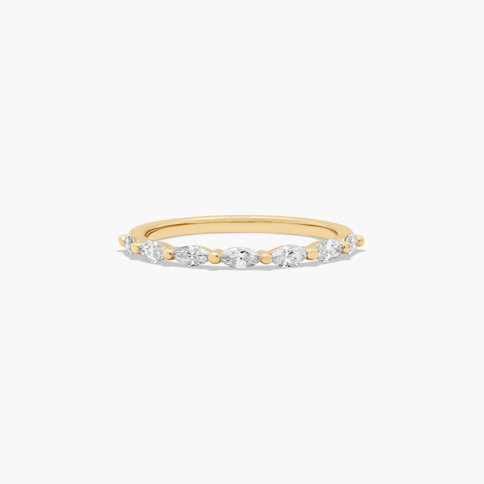 East West Wedding Ring With Marquise Cut Diamonds In 18K Yellow Gold (2.00mm)