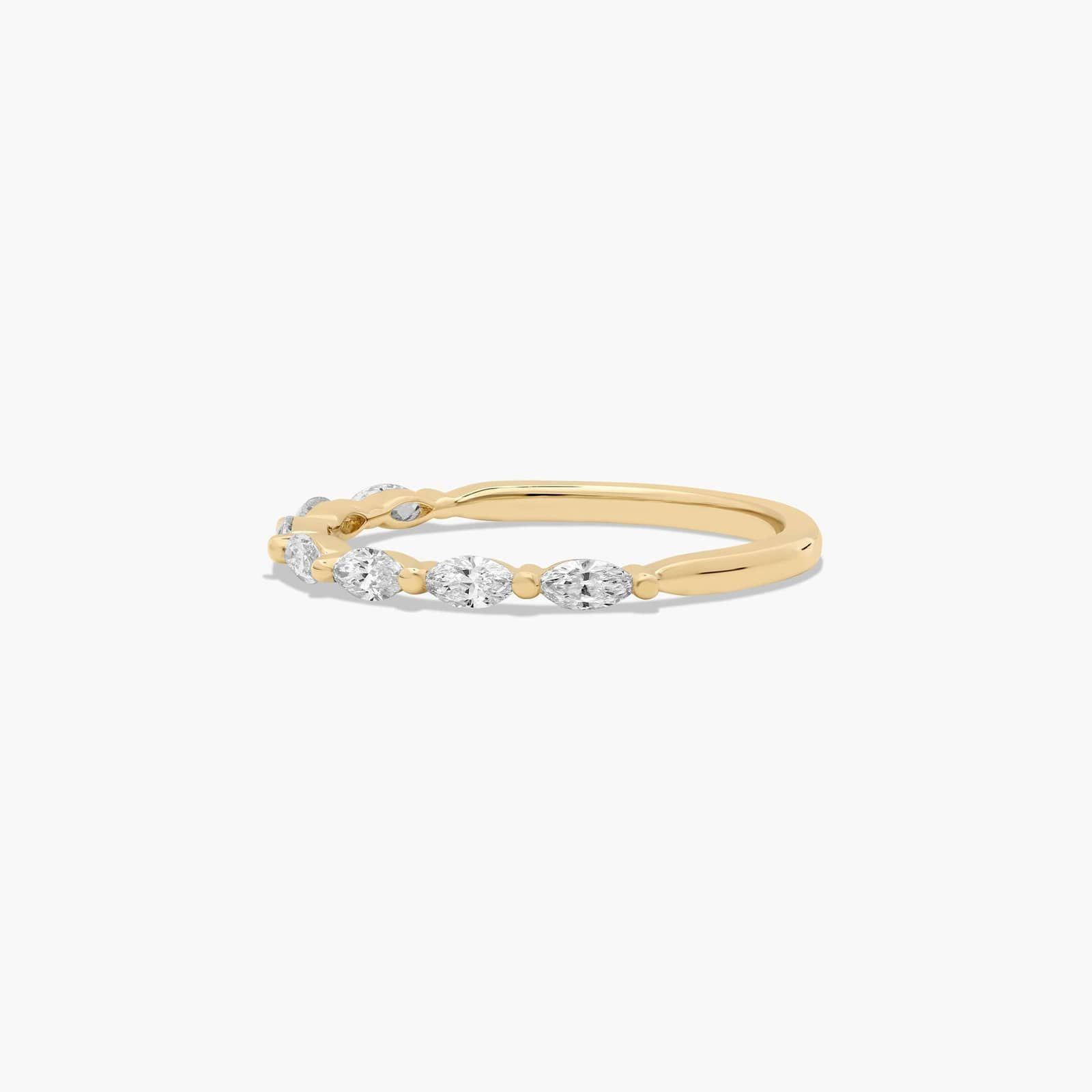 East West Wedding Ring With Marquise Cut Diamonds In 18K Yellow Gold (2.00mm)
