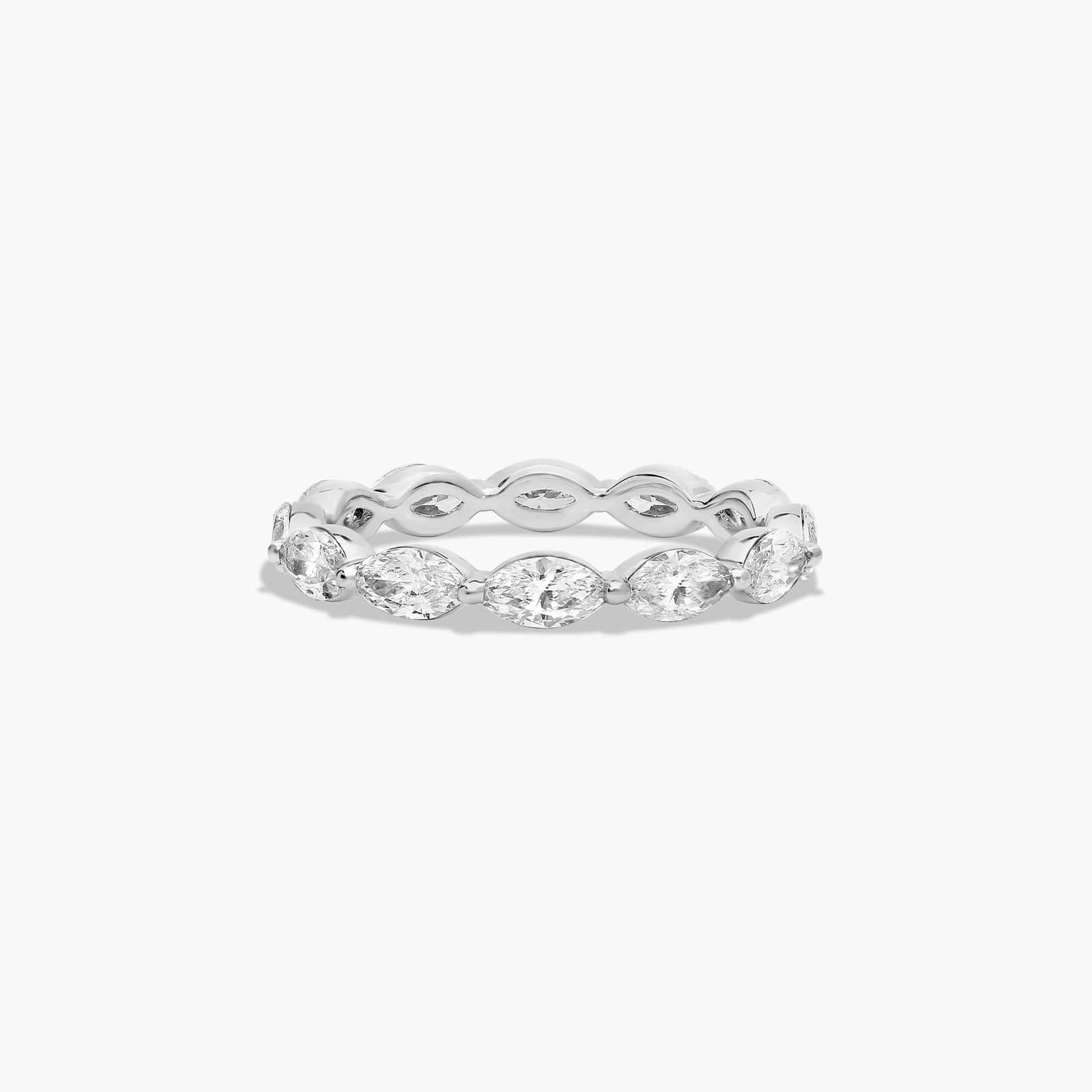 East West Eternity Ring With Marquise Cut Diamonds In 14K White Gold (2.00mm)