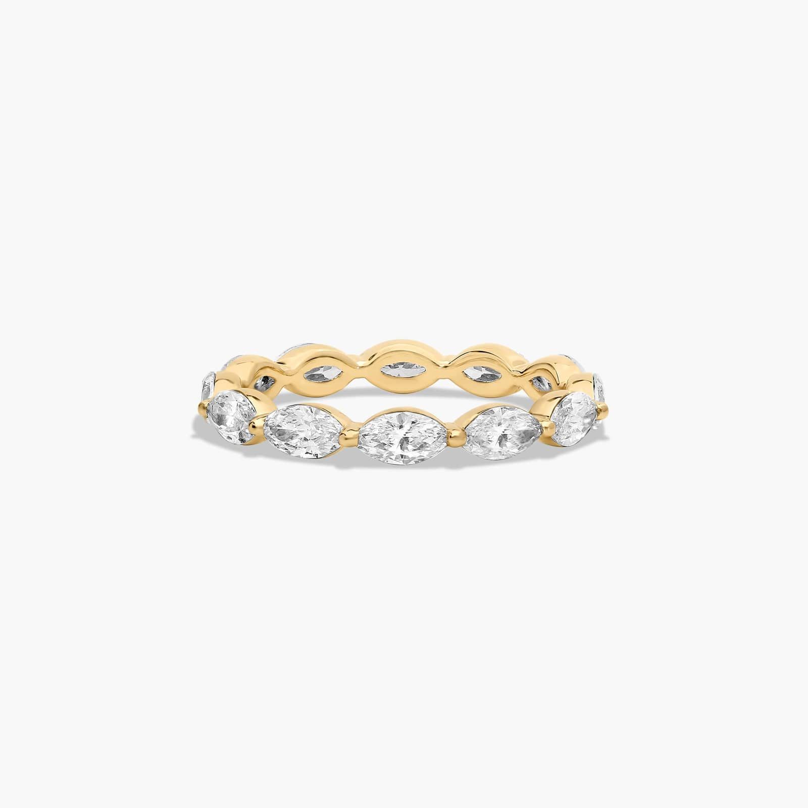 East West Eternity Ring With Marquise Cut Diamonds In 18K Yellow Gold (2.00mm)