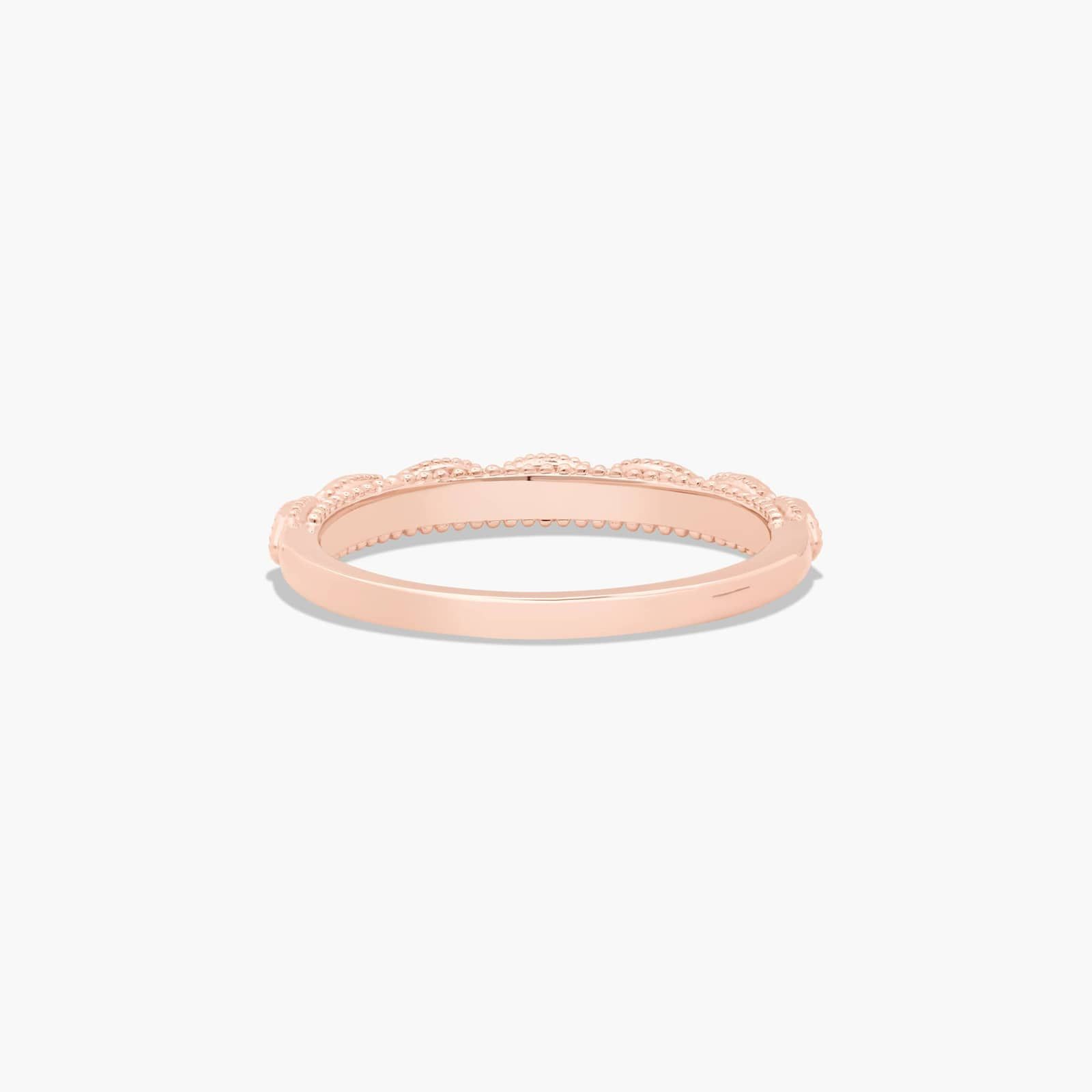 Milgrain Wedding Ring With Marquise Cut Diamonds In 14K Rose Gold (2.00mm)