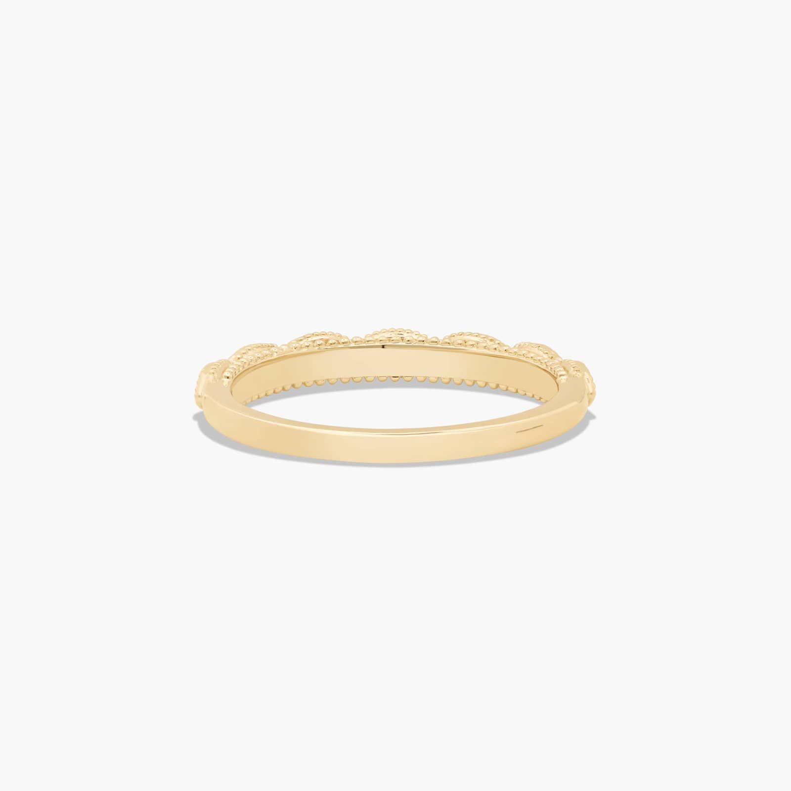 Milgrain Wedding Ring With Marquise Cut Diamonds In 14K Yellow Gold (2.00mm)