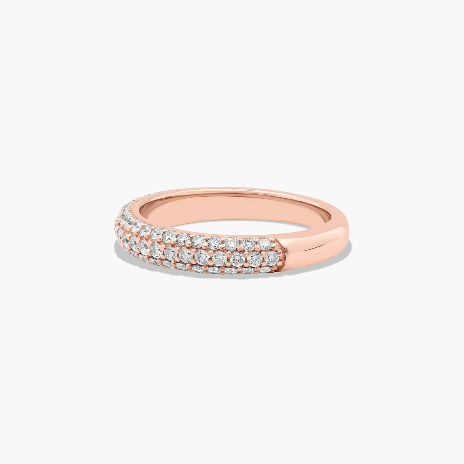 Triple Row Pavé Diamond Wedding Ring In 14K Rose Gold (3.00mm)
