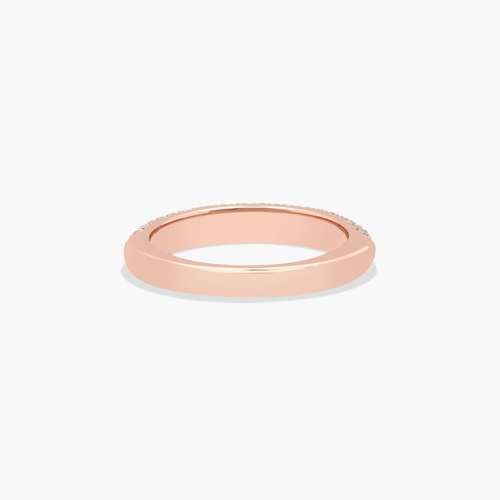 Triple Row Pavé Diamond Wedding Ring In 14K Rose Gold (3.00mm)