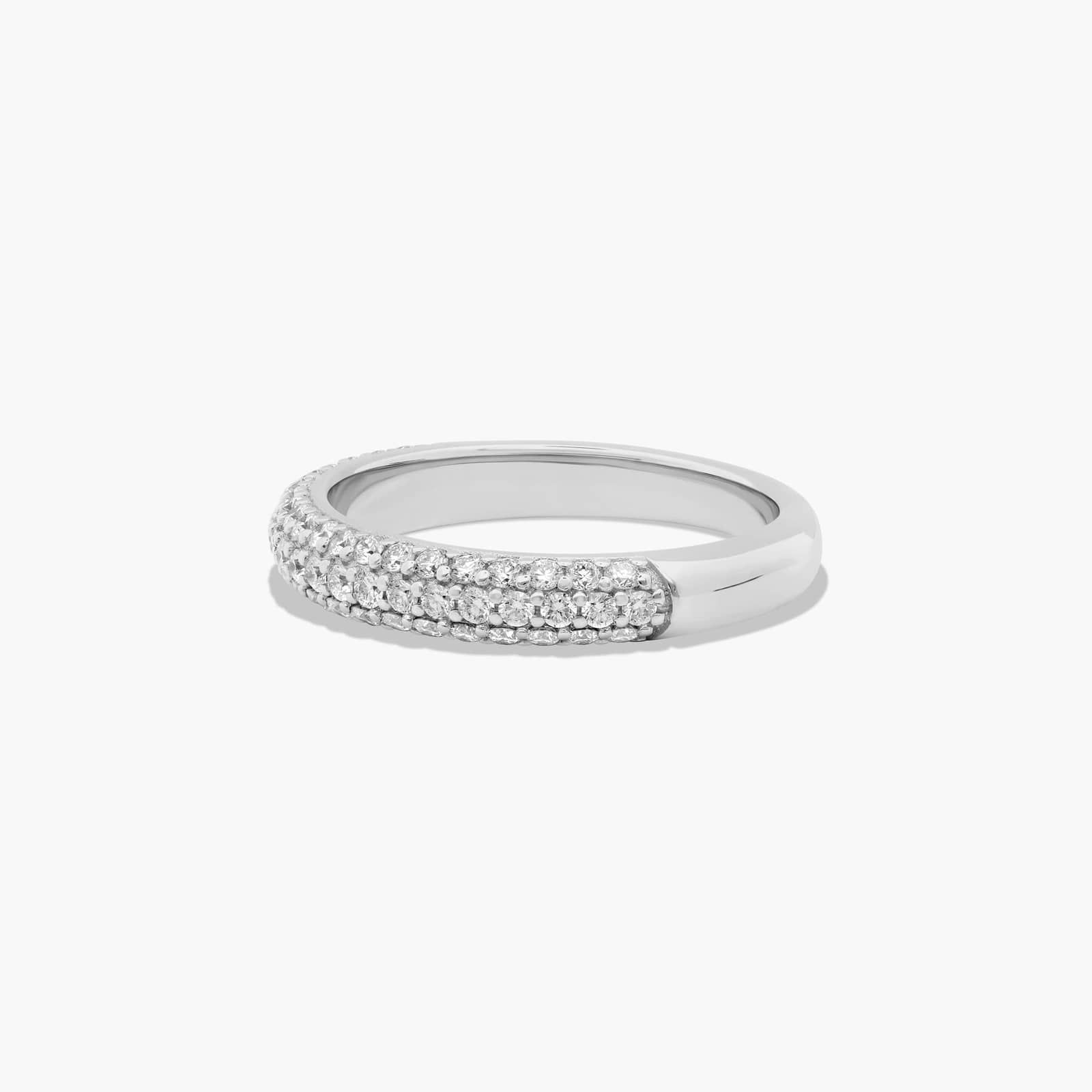 Triple Row Pavé Diamond Wedding Ring In 14K White Gold (3.00mm)