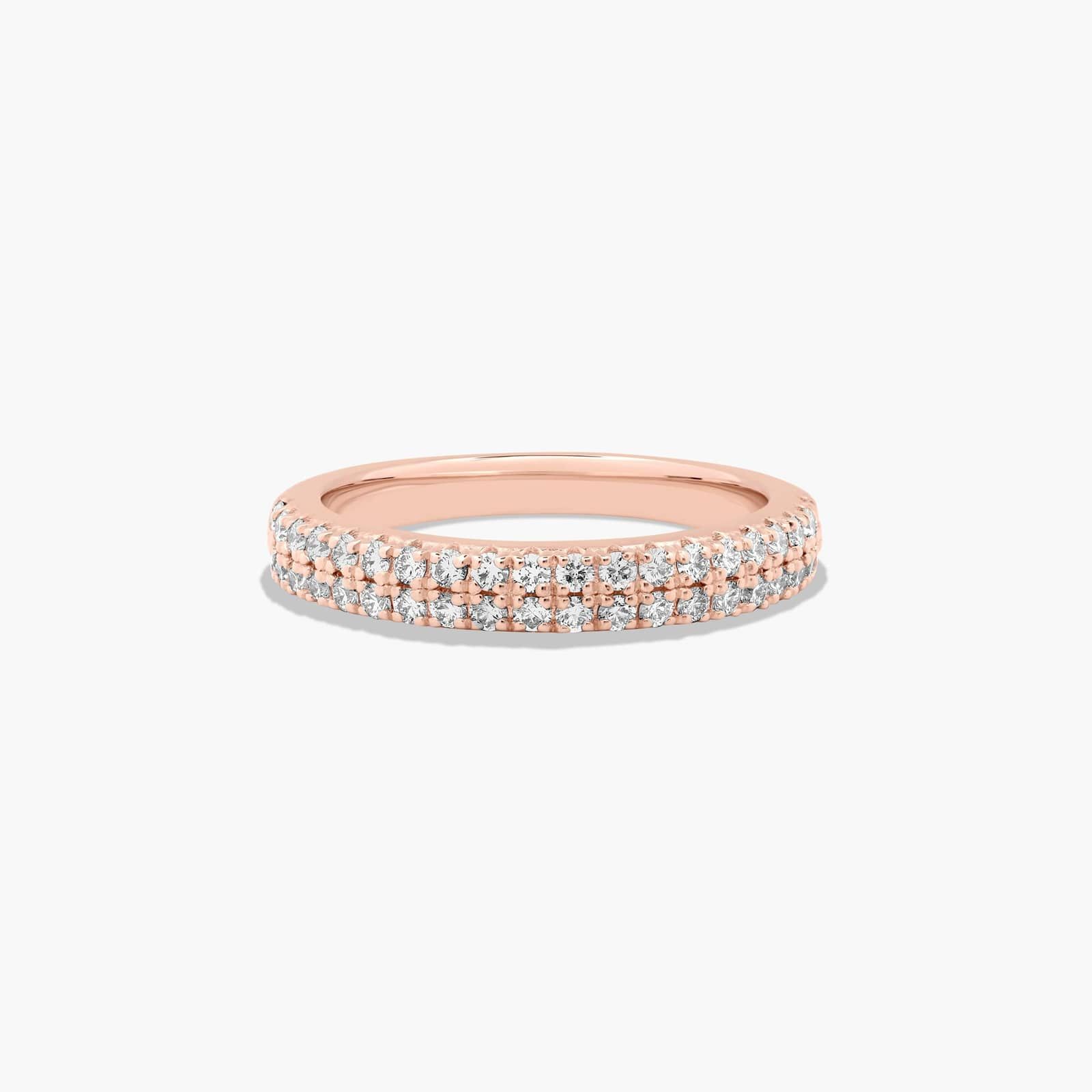 Two Row U Pavé Diamond Wedding Ring In 14K Rose Gold (2.50mm)