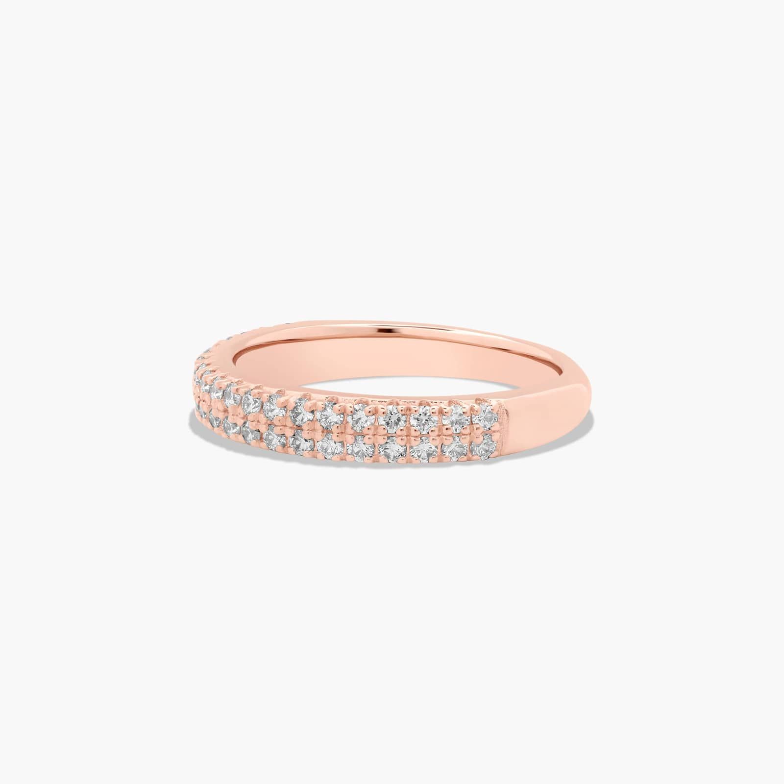 Two Row U Pavé Diamond Wedding Ring In 14K Rose Gold (2.50mm)