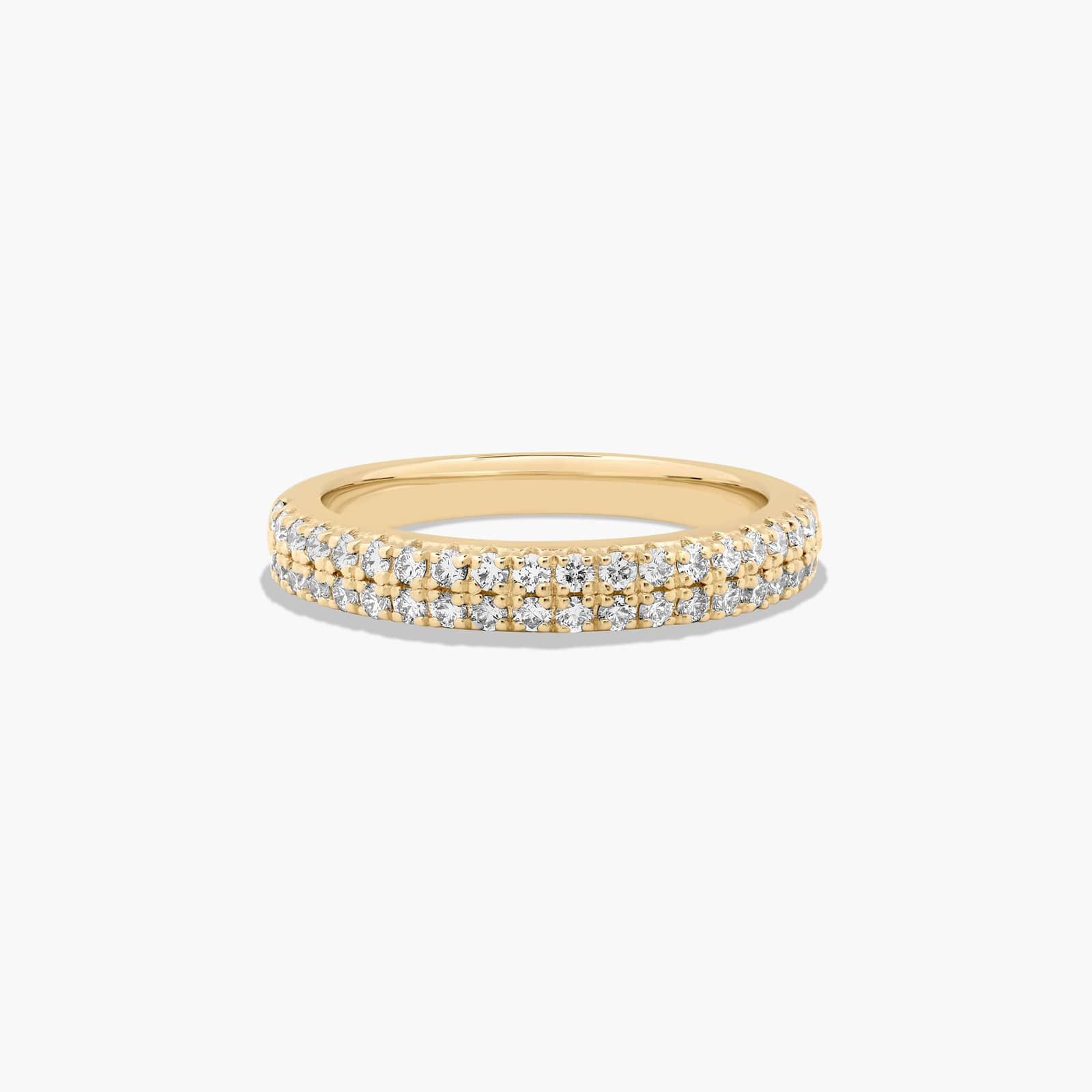 Two Row U Pavé Diamond Wedding Ring In 14K Yellow Gold (2.50mm)
