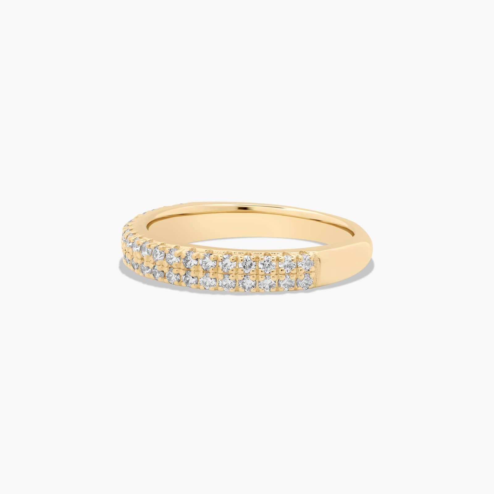 Two Row U Pavé Diamond Wedding Ring In 14K Yellow Gold (2.50mm)