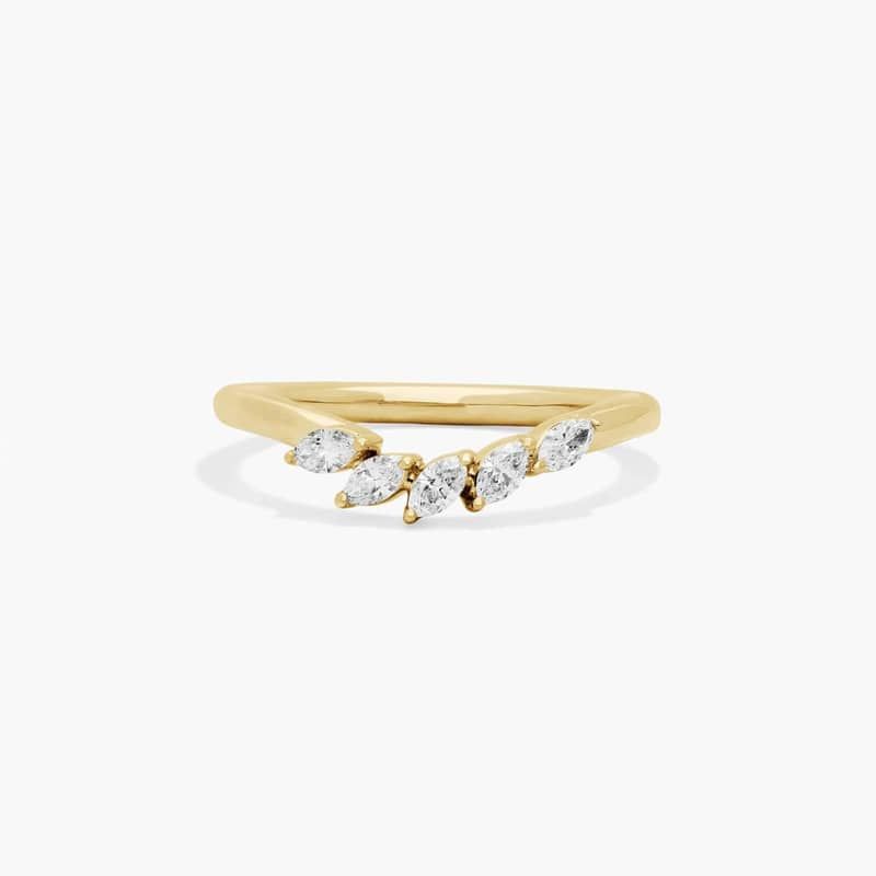 Array Wedding Ring With Marquise Cut Diamonds In 14K Yellow Gold (2.00mm)