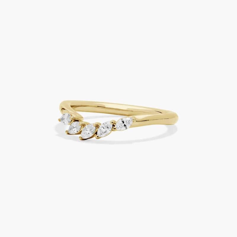 Array Wedding Ring With Marquise Cut Diamonds In 14K Yellow Gold (2.00mm)