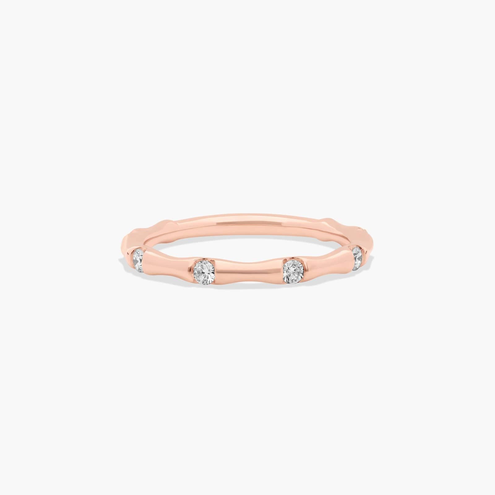 Bamboo Diamond Wedding Ring In 14K Rose Gold (2.00mm)