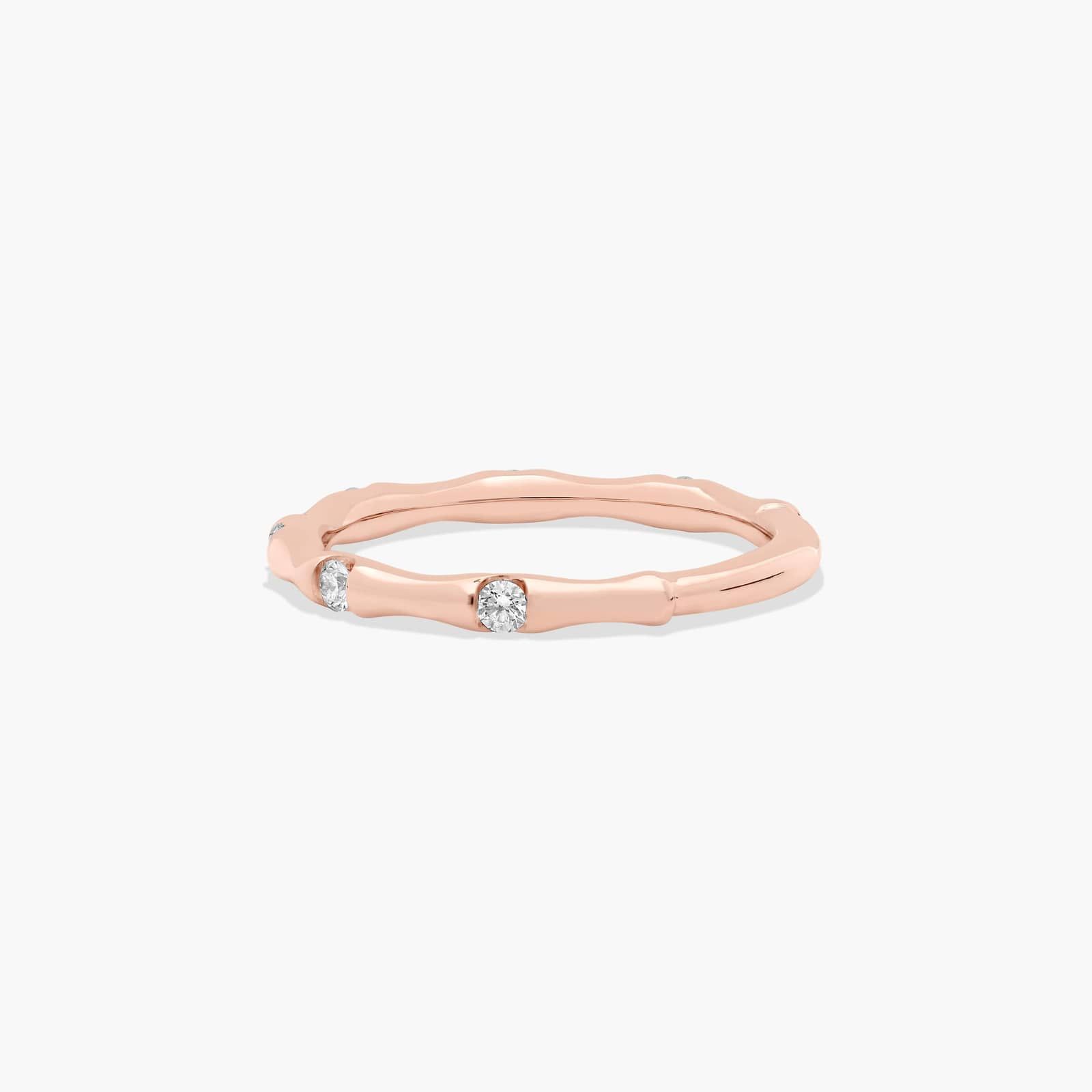Bamboo Diamond Wedding Ring In 14K Rose Gold (2.00mm)