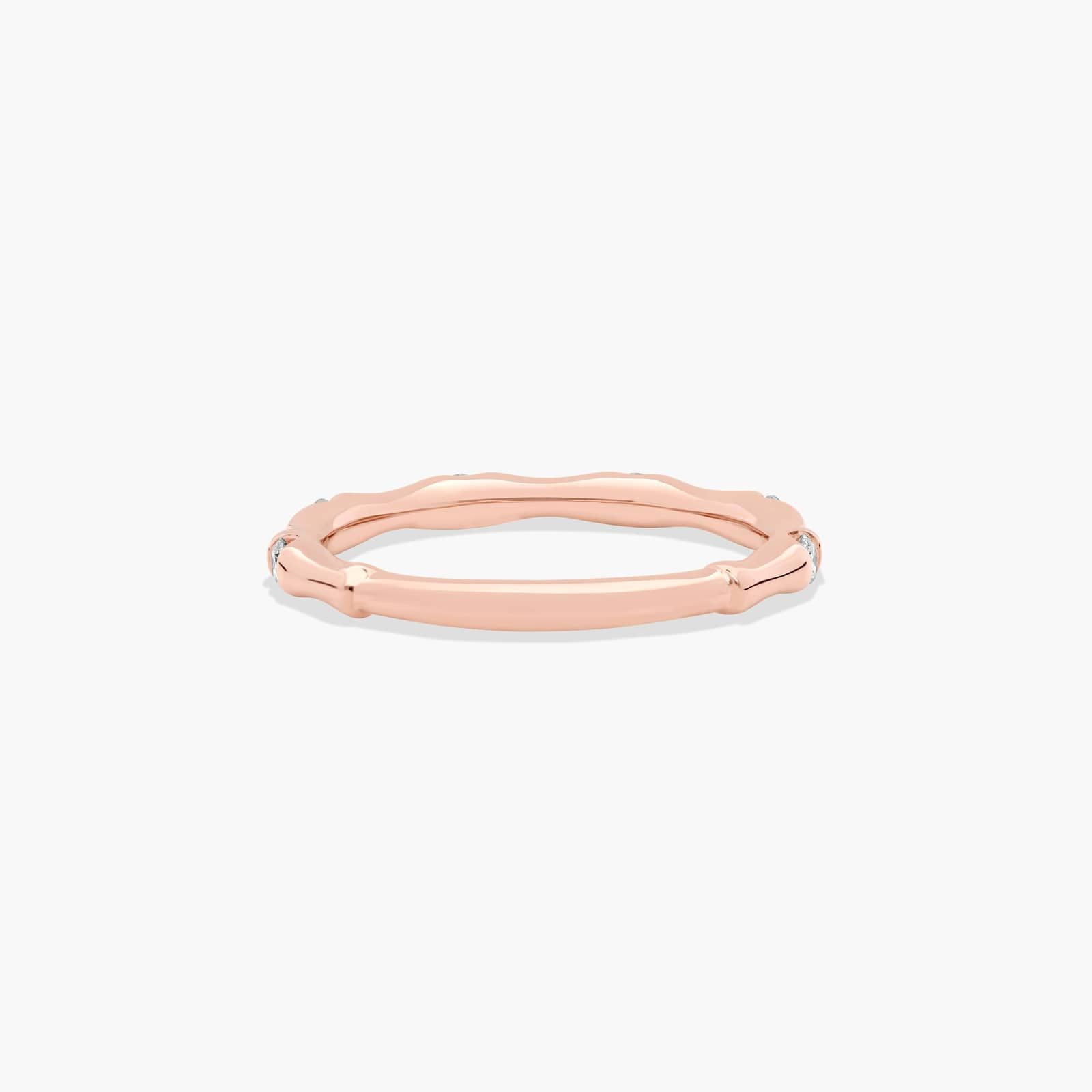 Bamboo Diamond Wedding Ring In 14K Rose Gold (2.00mm)