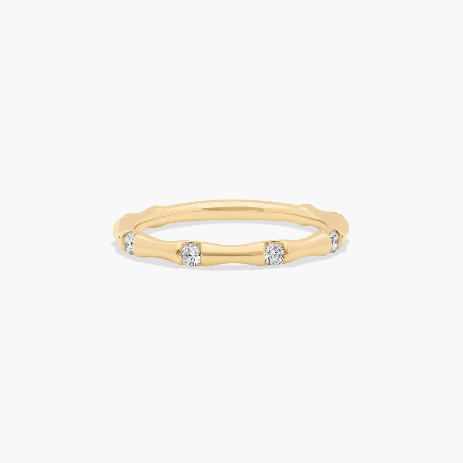 Bamboo Diamond Wedding Ring In 18K Yellow Gold (2.00mm)