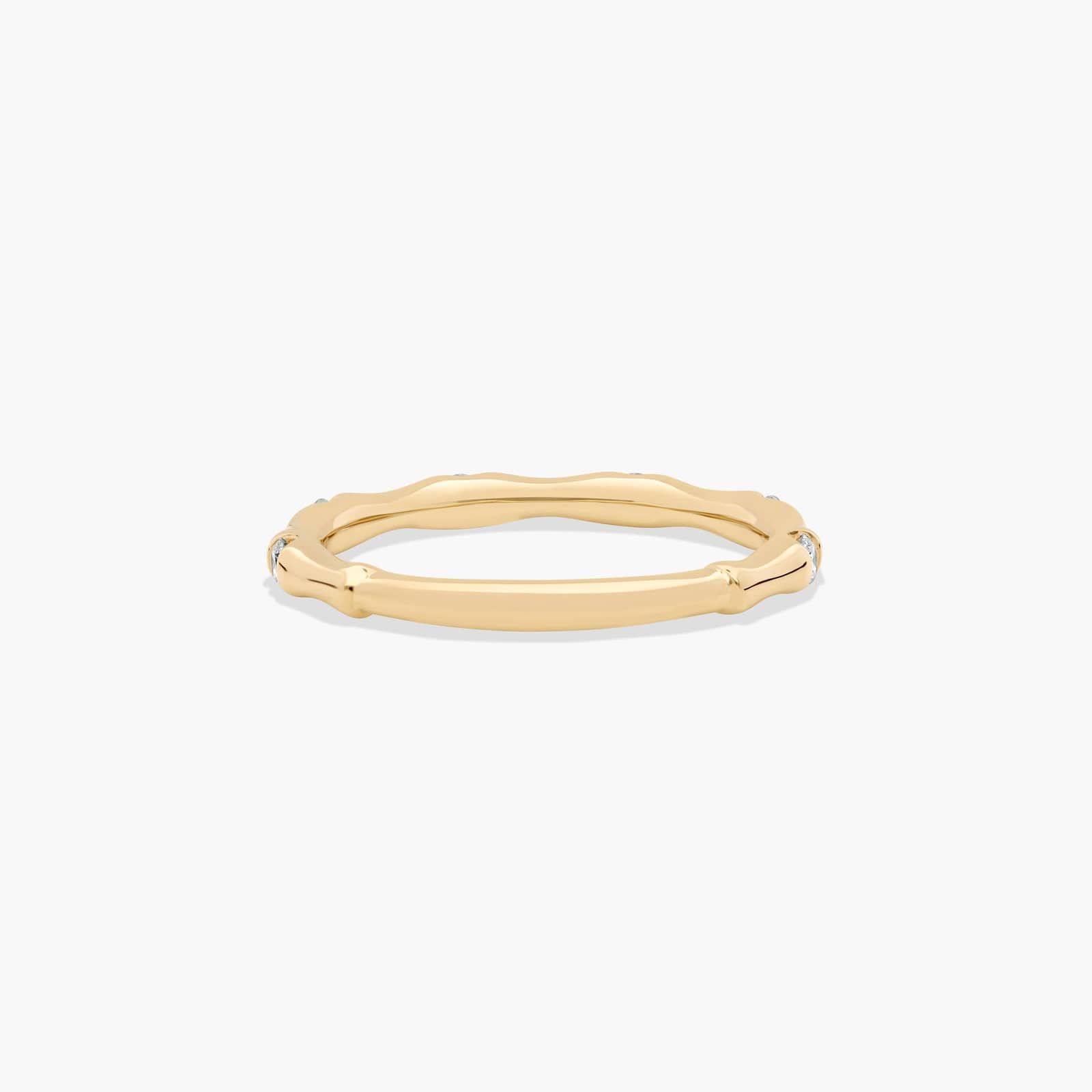 Bamboo Diamond Wedding Ring In 18K Yellow Gold (2.00mm)
