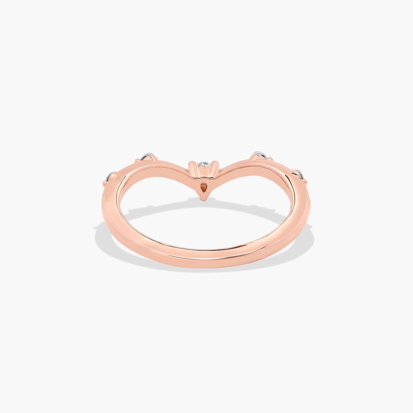 Chevron Station Diamond Wedding Ring In 14K Rose Gold (1.50mm)