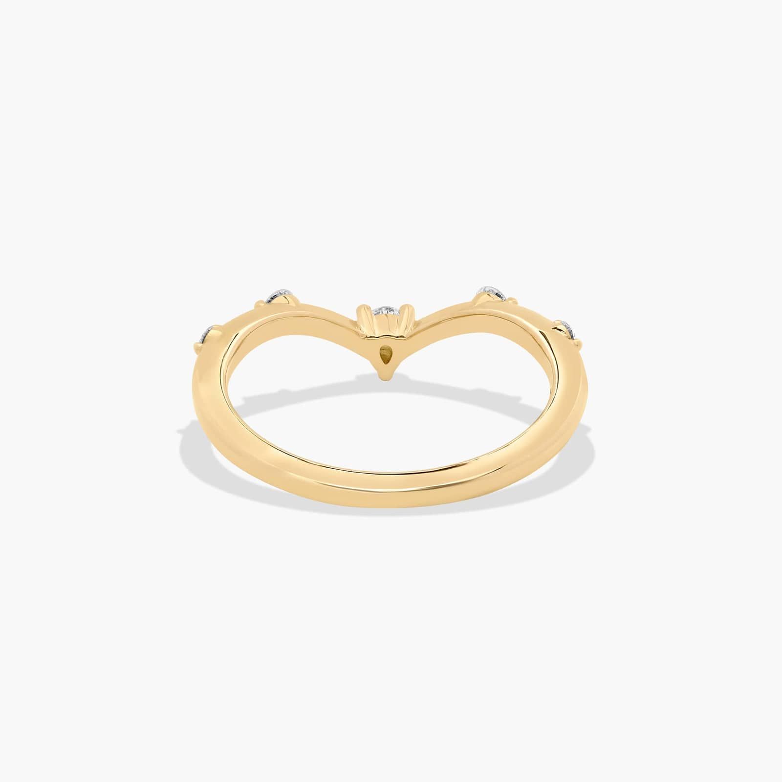 Chevron Station Diamond Wedding Ring In 14K Yellow Gold (1.50mm)