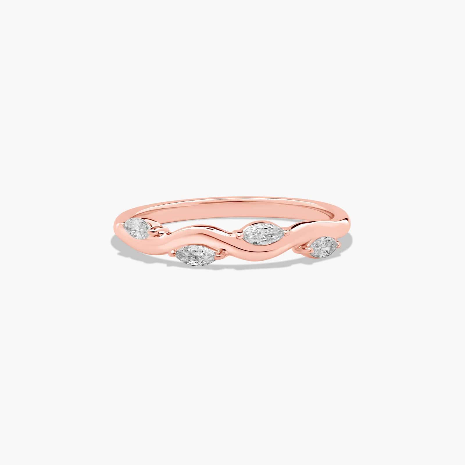 Floral Wedding Ring With Marquise Cut Diamonds In 14K Rose Gold (2.00mm)