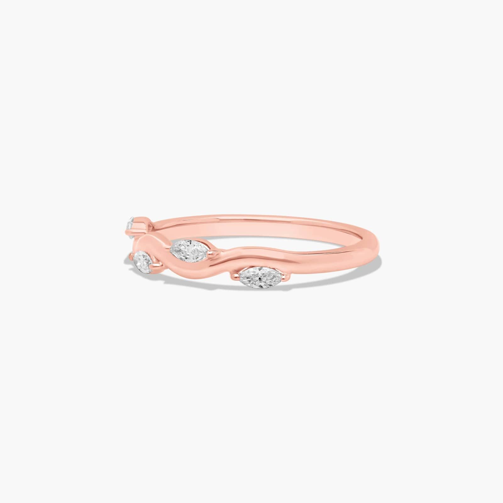 Floral Wedding Ring With Marquise Cut Diamonds In 14K Rose Gold (2.00mm)