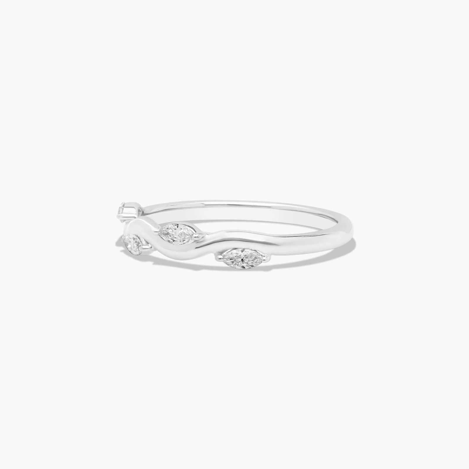 Floral Wedding Ring With Marquise Cut Diamonds In 14K White Gold (2.00mm)