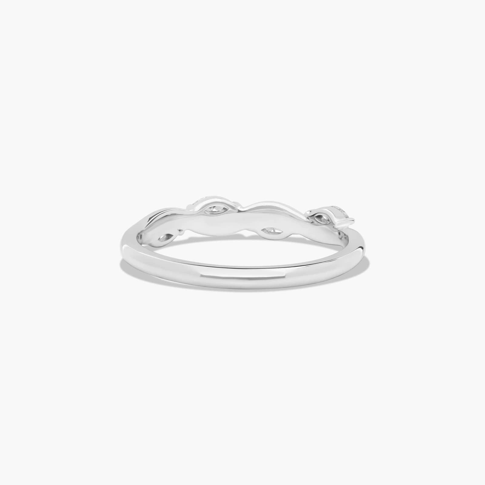 Floral Wedding Ring With Marquise Cut Diamonds In 14K White Gold (2.00mm)