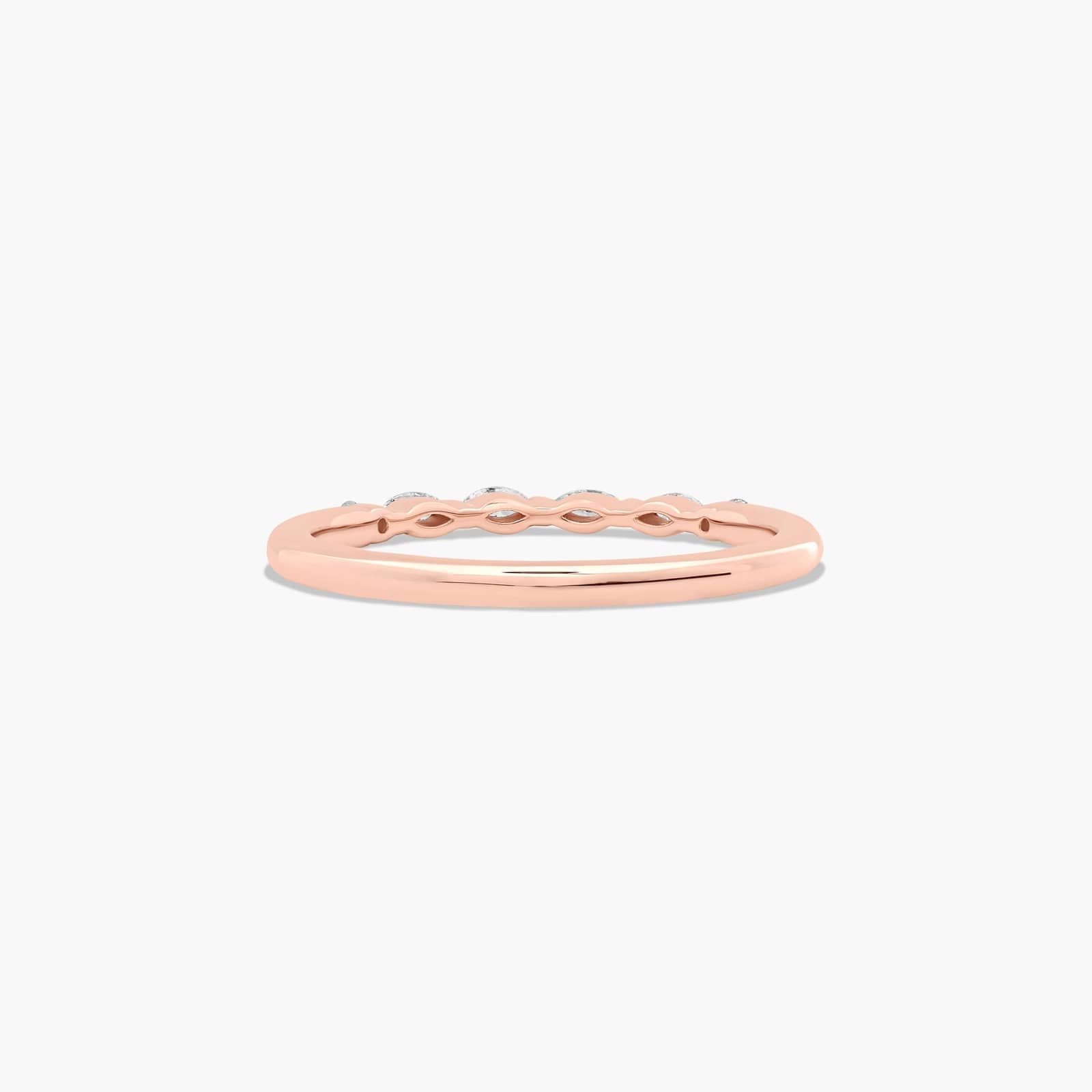 Marquise and Round Diamond Wedding Ring In 14K Rose Gold (2.00mm)