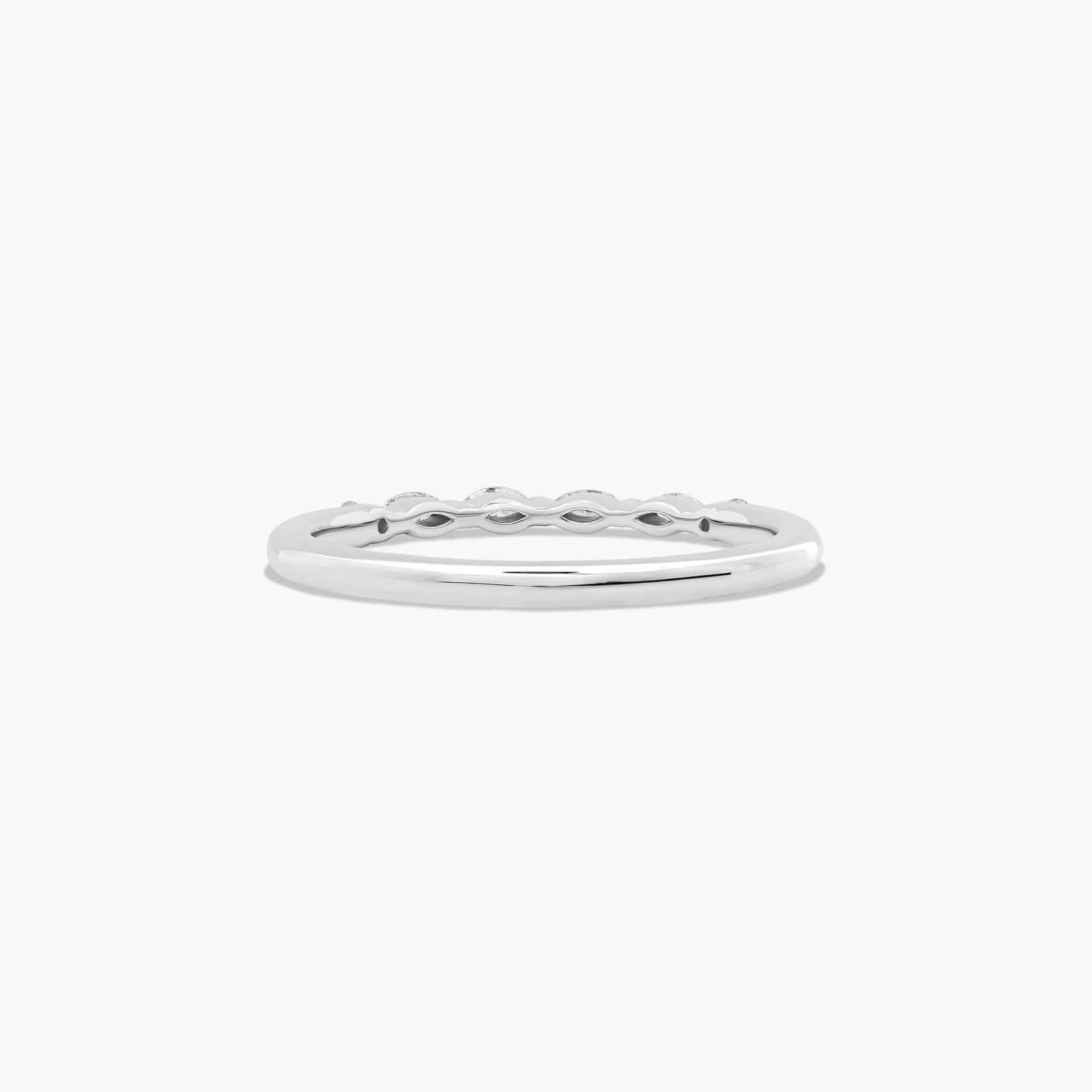 Marquise and Round Diamond Wedding Ring In 18K White Gold (2.00mm)