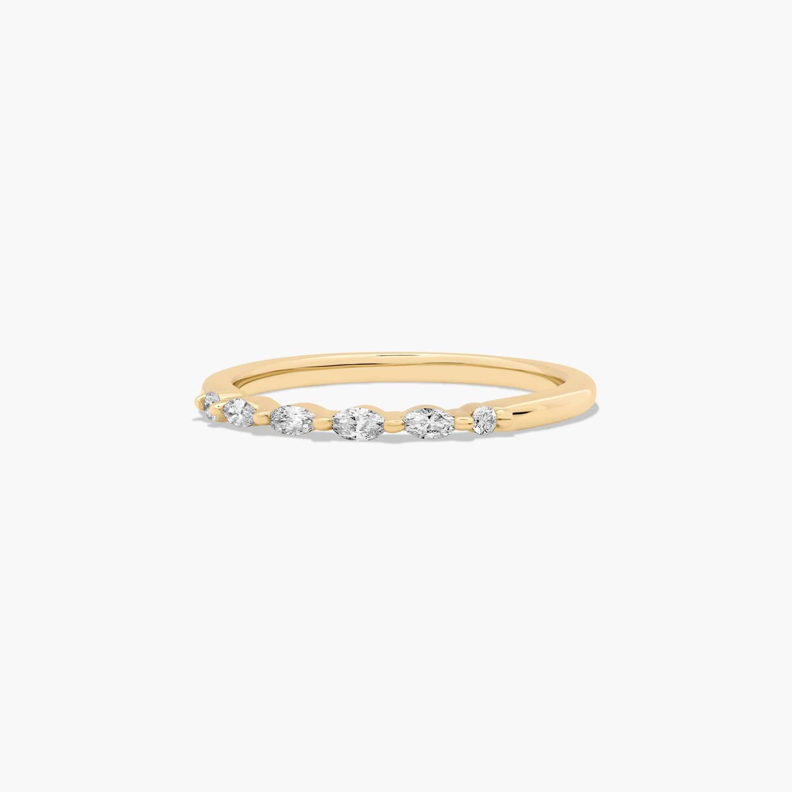 Marquise and Round Diamond Wedding Ring In 14K Yellow Gold (2.00mm)