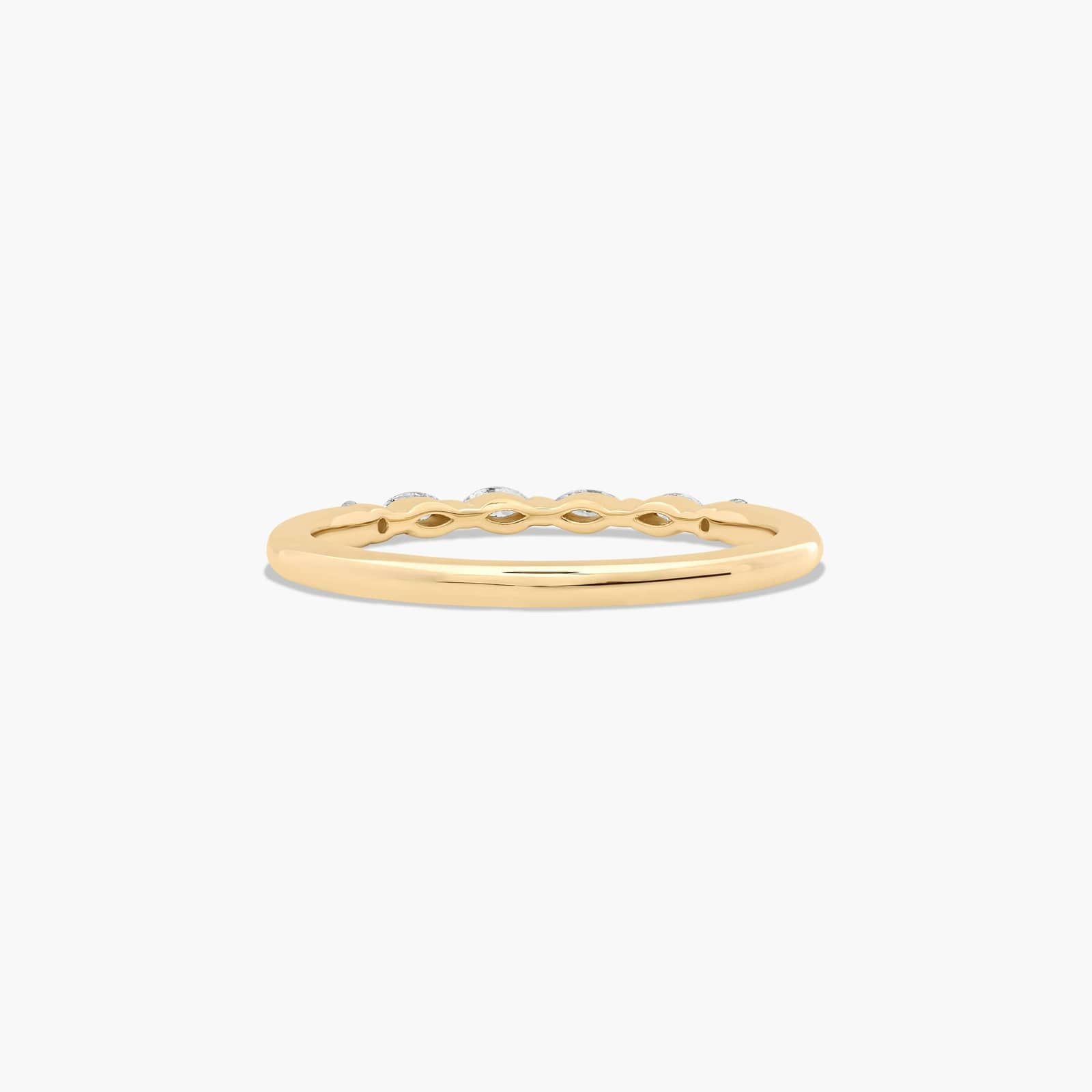 Marquise and Round Diamond Wedding Ring In 14K Yellow Gold (2.00mm)