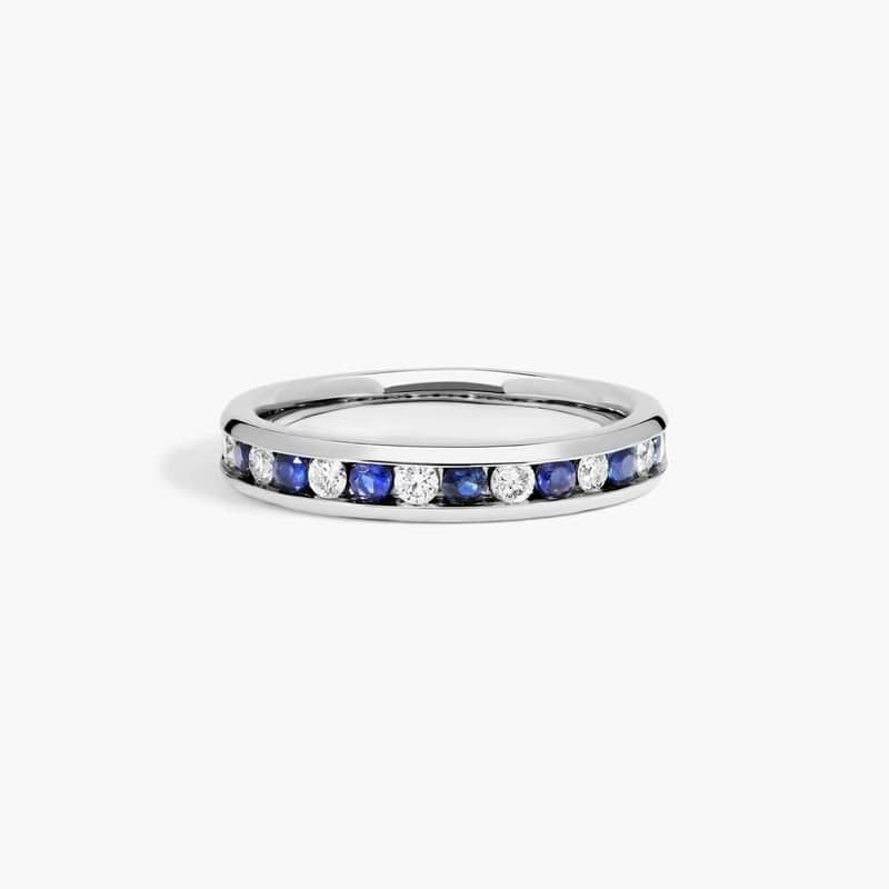 Channel Set Alternating Diamond and Sapphire Wedding Ring With 0.25 CTW Diamonds In Platinum (3.50mm) By James Allen