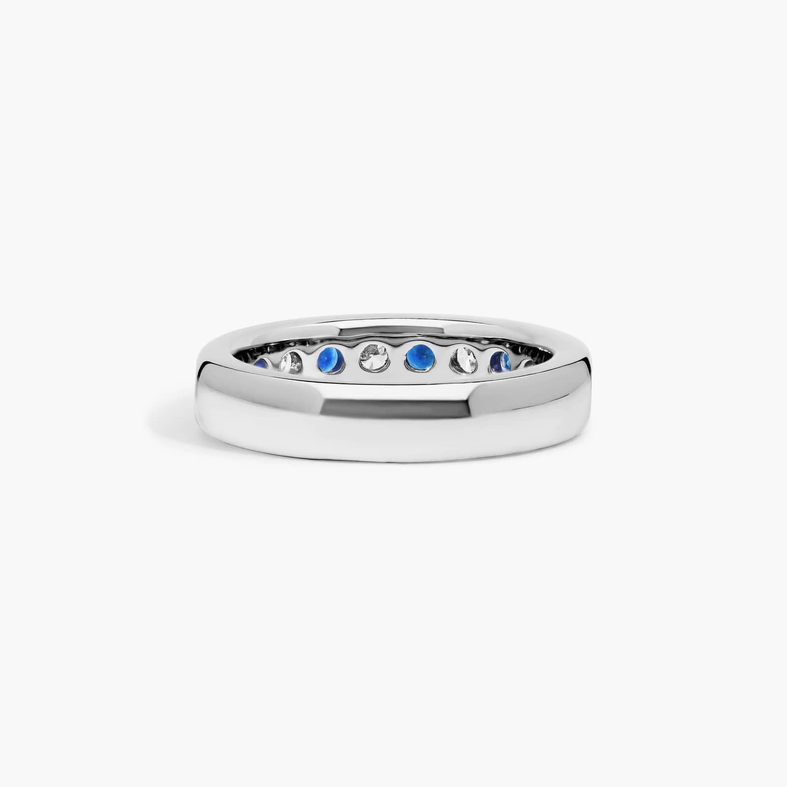 Channel Set Alternating Diamond and Sapphire Wedding Ring With 0.5 CTW Diamonds In Platinum (4.25mm)
