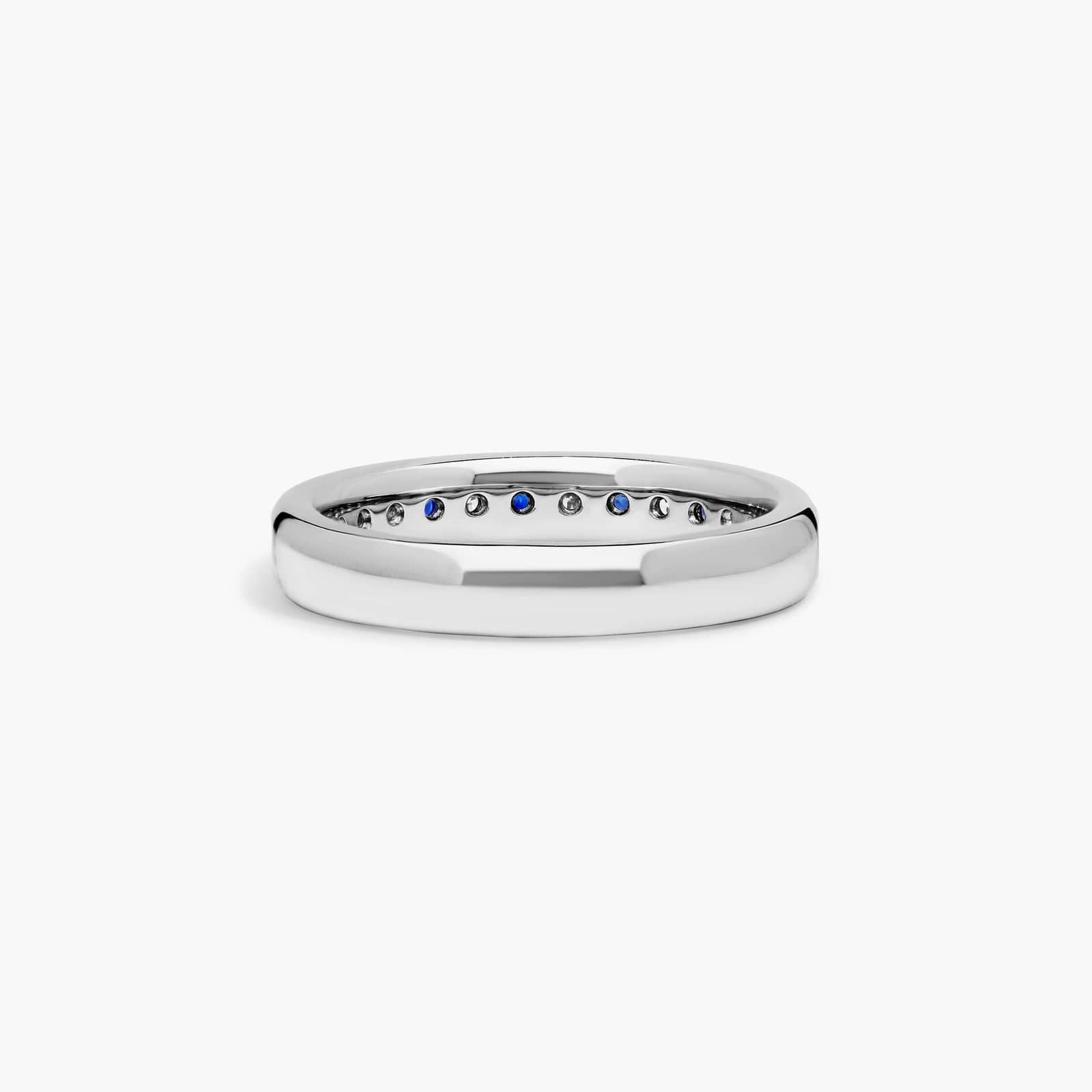 Channel Set Alternating Diamond and Sapphire Wedding Ring With 0.25 CTW Diamonds In 18K White Gold (3.50mm)