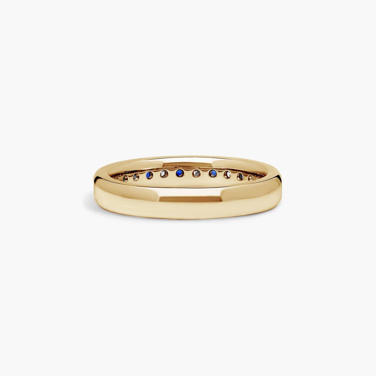 Channel Set Alternating Diamond and Sapphire Wedding Ring With 0.25 CTW Diamonds In 18K Yellow Gold (3.50mm)