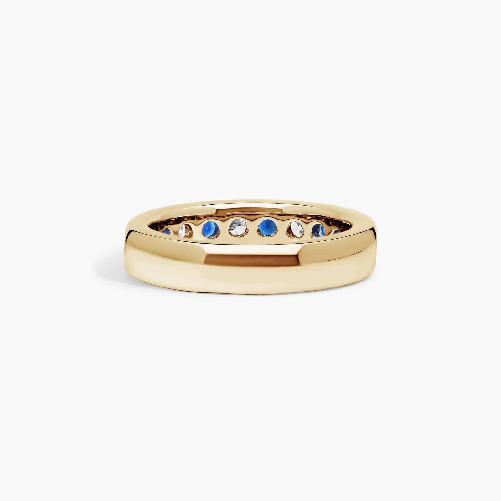 Channel Set Alternating Diamond and Sapphire Wedding Ring With 0.5 CTW Diamonds In 14K Yellow Gold (4.25mm)