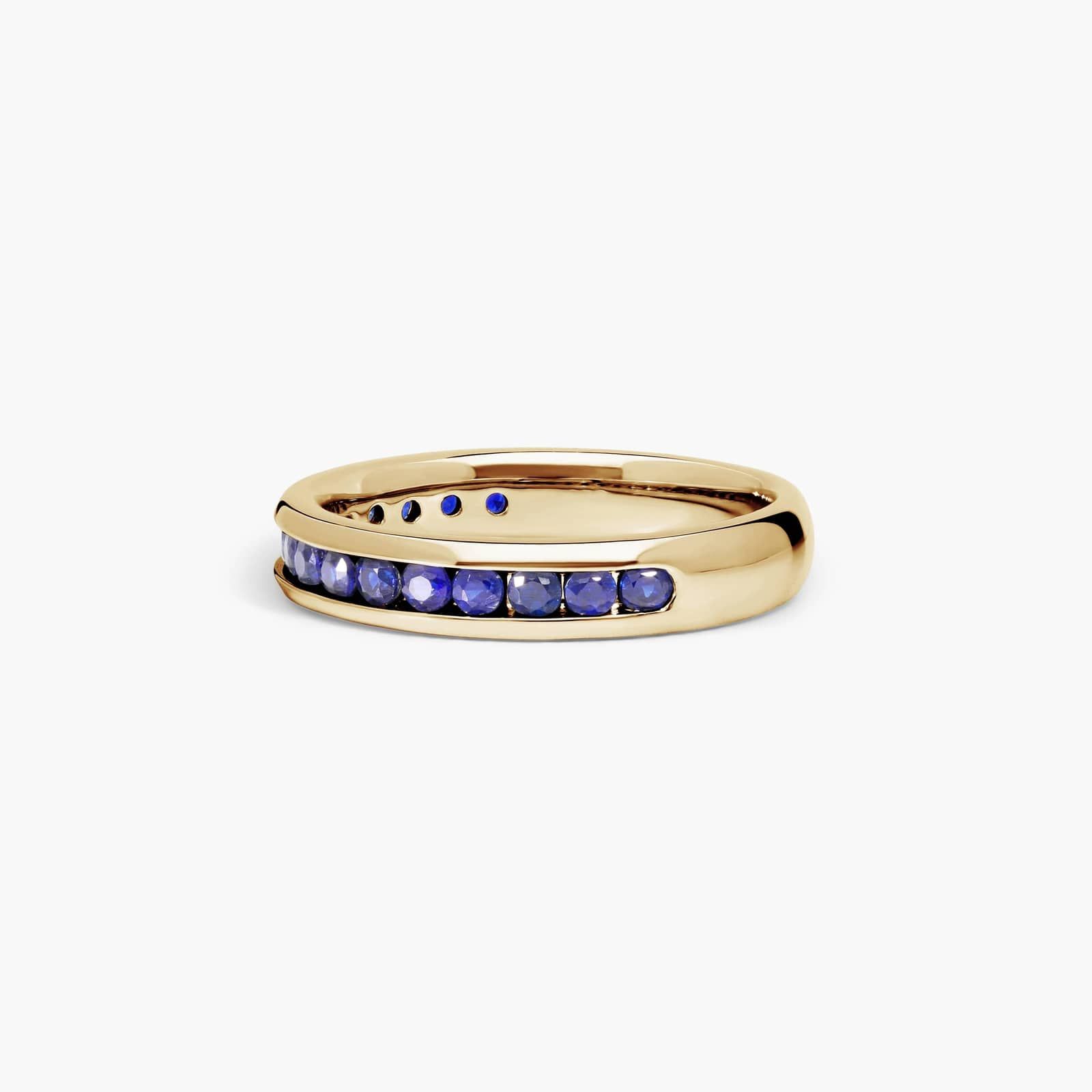 Channel Set Sapphire Wedding Ring In 18K Yellow Gold (3.50mm)